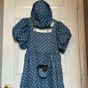 DESIGNER. INSPIRED  DRESS. ,HAT ,MINI BAG NEWW!!!